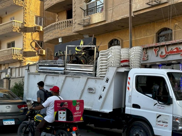 رفع ٥٢٠ حالة اشغال والحواجز الحديدية بالجيزة