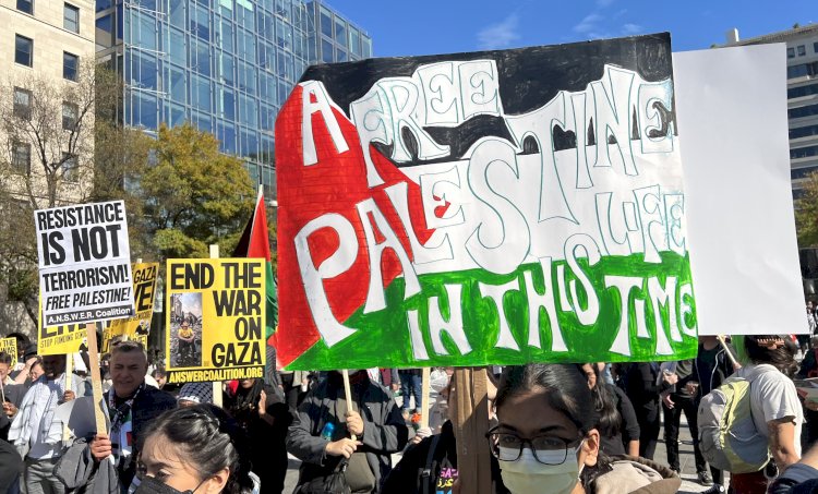 مظاهرة حاشدة بواشنطن دعما لغزة شعارها أوقفوا إطلاق النار