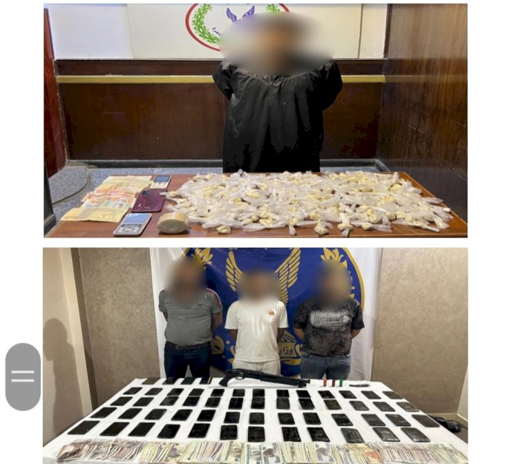 القبض علي ١١ تاجر مخدرت وبحوزتهم كميات كبيرة من المخدرات