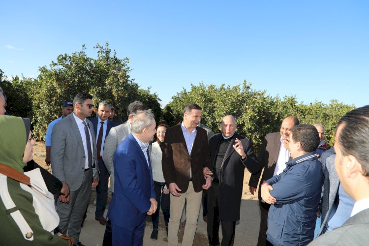 فاروق والحنيفات وجاكلين  يتفقدون إحدى محطات تصدير الموالح بالنوبارية