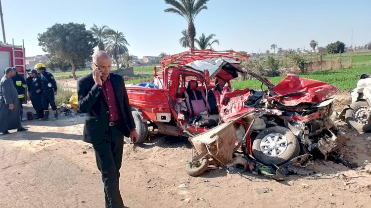 بالصور حادث تصادم على الطريق الدائري في سمالوط يسفر عن 9 وفيات