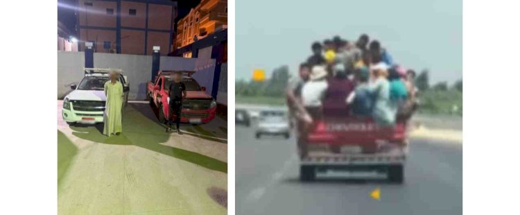 حقيقة فيديو إعتلاء عمال صندوق سيارتين "ربع نقل"  بالشرقية
