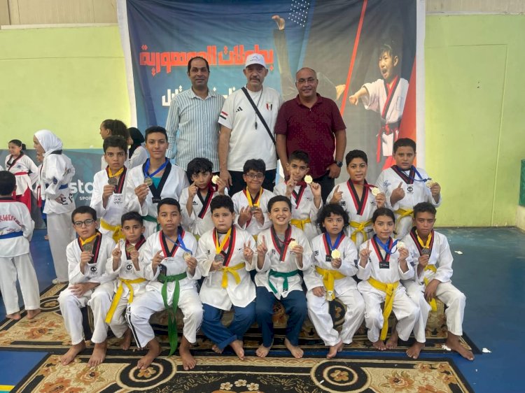 أبطال تايكوندو نادي مطوبس بكفر الشيخ يحصدون 16 ميدالية فى بطولة الجمهورية