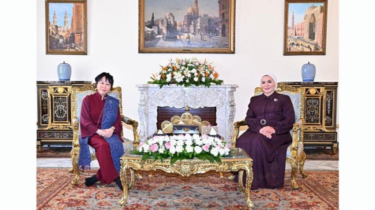 قرينة الرئيس تعرب عن سعادتها باستقبال السيدة جين يوميكو أتوغي حرم رئيس سنغافورة