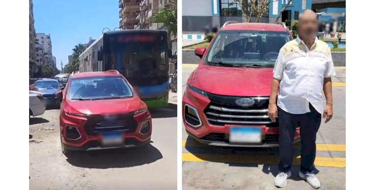التحفظ علي سيارة فيديو قيام سائق إيقاف سيارته بمنتصف الطريق بالإسكندرية