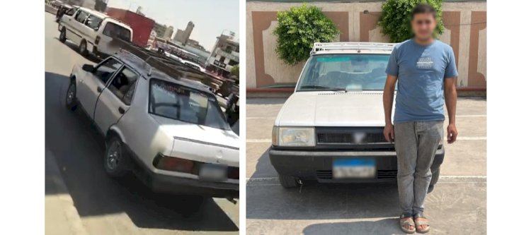 اعرف فيديو تحرير مخالفة لسائق لتحميله "سلم خشبى أعلى السيارة بالقليوبية