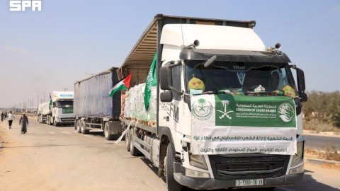 مركز الملك سلمان للإغاثة يواصل دعمه لأهالي غزة بوصول قافلة مساعدات جديدة