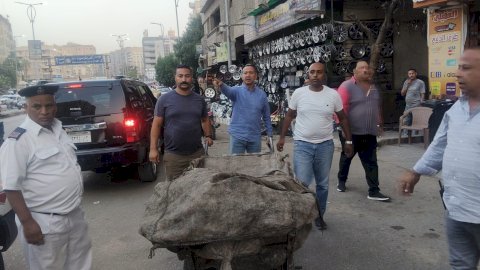 حملة مكبرة علي العربات الكارو وتروسكيلات فرز القمامة بالجيزة