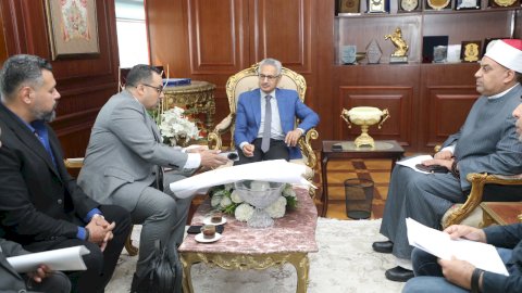 مساعد وزير الأوقاف للشئون الهندسية يلتقي محافظ بني سويف لمتابعة  تطوير مسجد السيدة حورية