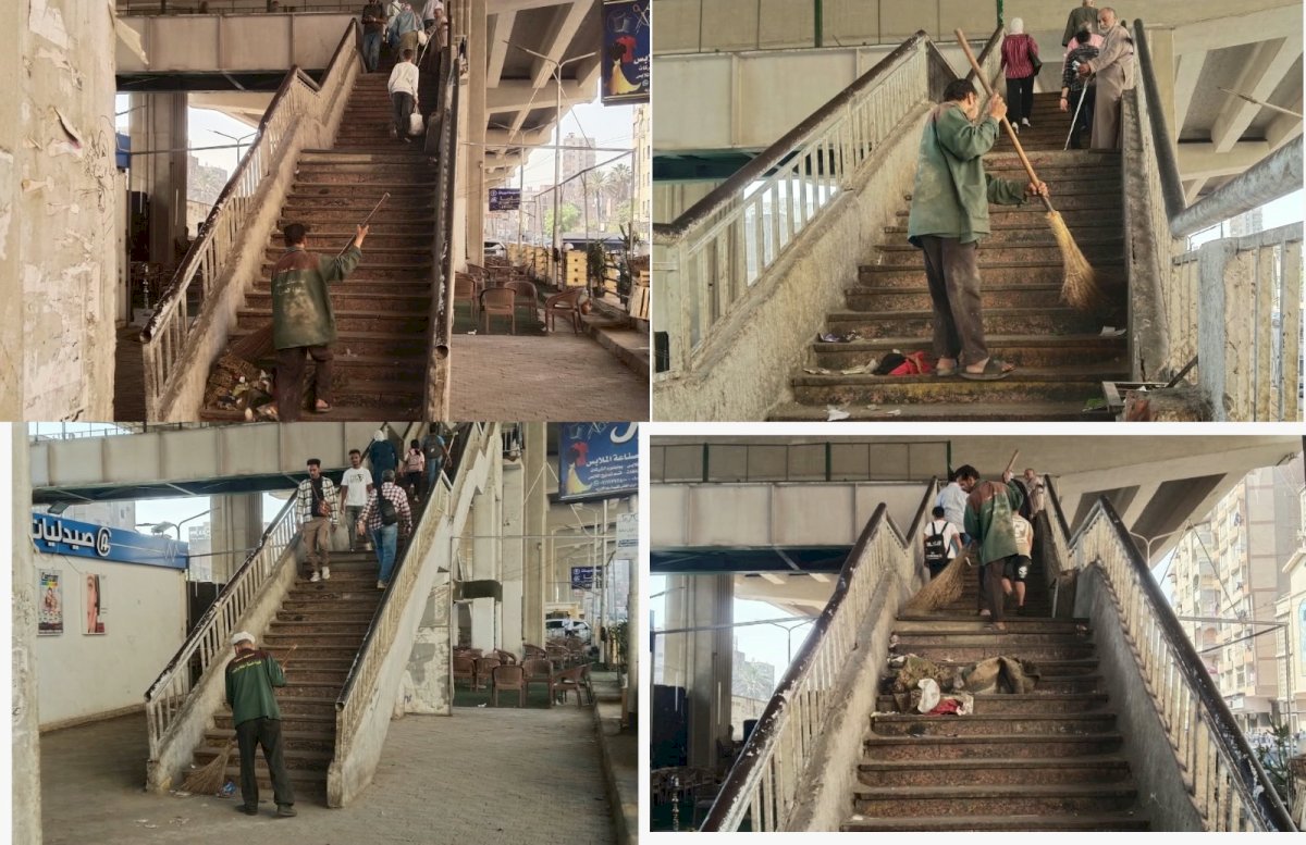 حملة من هيئة نظافة الجيزة لرفع كفاءة كباري المشاة بأامبابه والعجوزة والعمرانية